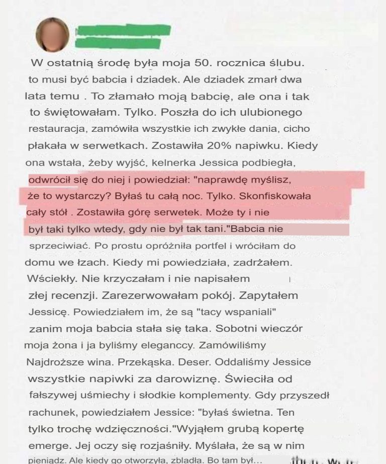 Kelnerka wyśmiała napiwek mojej babci – nie spodziewała się mojej reakcji