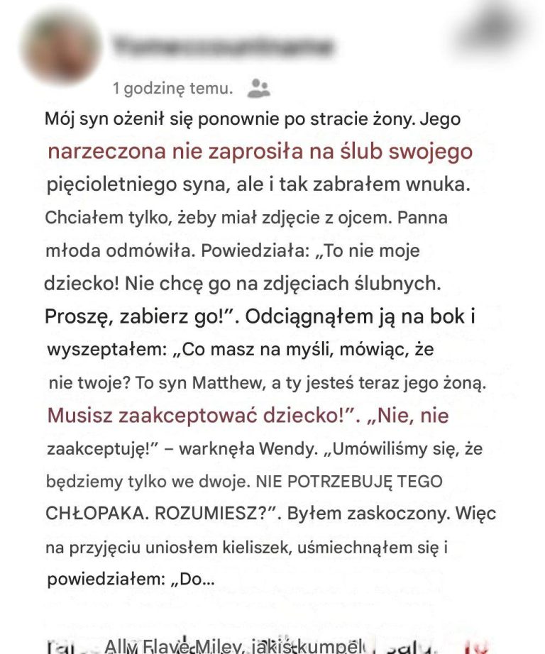 Moja nowa synowa krzyknęła: „On nie jest moim dzieckiem!” i zabroniła mojemu wnukowi brać udziału w zdjęciach ślubnych, więc wkroczyłam, żeby pokazać wszystkim, kim ona naprawdę jest.