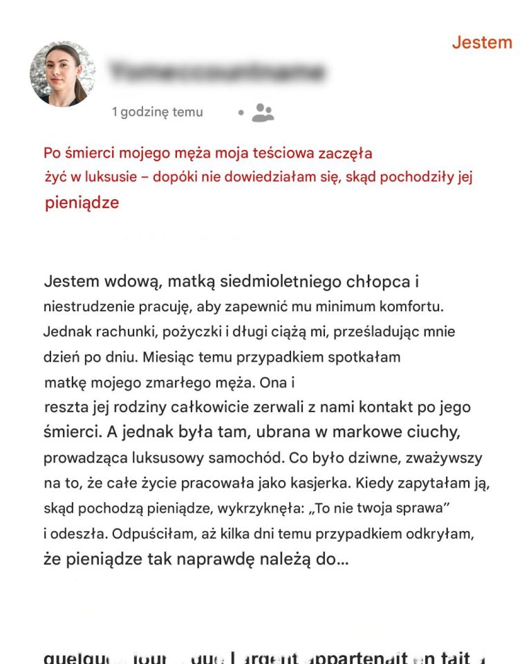 Po śmierci mojego męża moja teściowa zaczęła żyć w luksusie – dopóki nie dowiedziałam się, skąd miała pieniądze