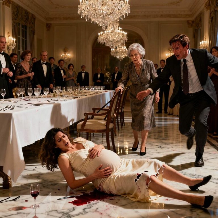 Kiedy podczas rodzinnego obiadu teściowa wyrwała jej spod krzesła, kobieta będąca w ósmym miesiącu ciąży runęła na podłogę — a krzyk, który rozległ się po tym zdarzeniu, uciszył całą salę.