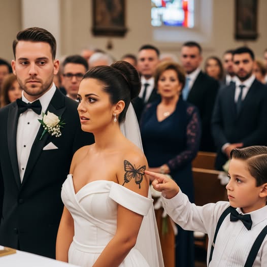 Cztery lata po stracie pierwszej żony uwierzyłem, że w końcu jestem gotowy, by zacząć od nowa. Stałem przy ołtarzu z Sarą, kobietą, którą mój trzynastoletni syn, James, nauczył się akceptować w milczeniu. Pastor uśmiechnął się, prowadząc nas przez przysięgę małżeńską, docierając do znanego zwrotu: „Jeśli ktokolwiek zna powód, dla którego ci dwoje nie powinni być połączeni, niech powie teraz albo zamilknie na zawsze”. Przerwał, pozwalając ciszy zapaść w kaplicy. Potem ucichła. Głos mojego syna podniósł się, miękki, lecz wystarczająco ostry, by przeciąć powietrze. „Tato” – powiedział. „Przestań. Spójrz na jej ramię”.