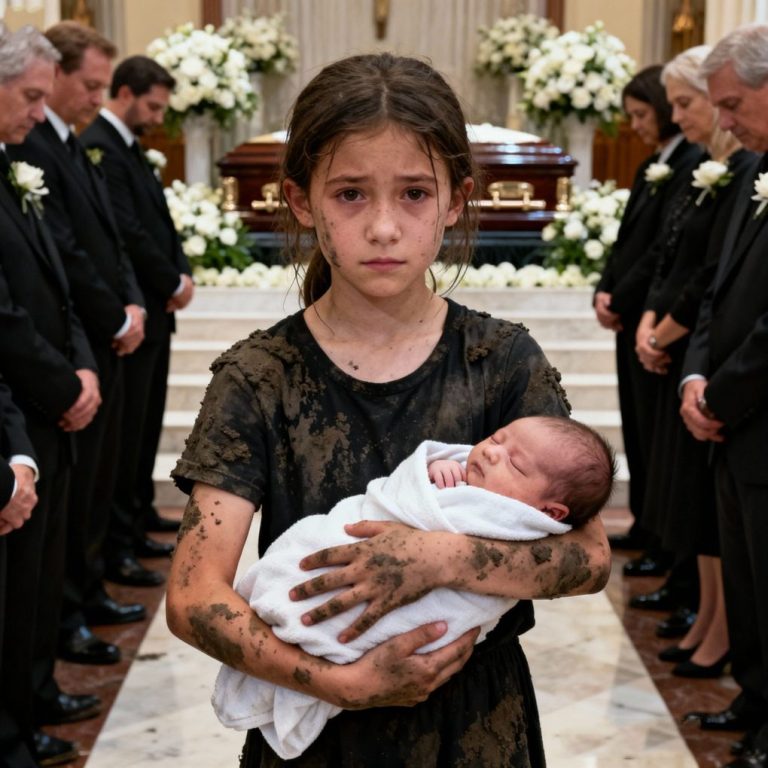 Dziewczyna, która wpadła na pogrzeb milionera, trzymając dziecko, i powiedziała coś, co wstrząsnęło całą rodziną