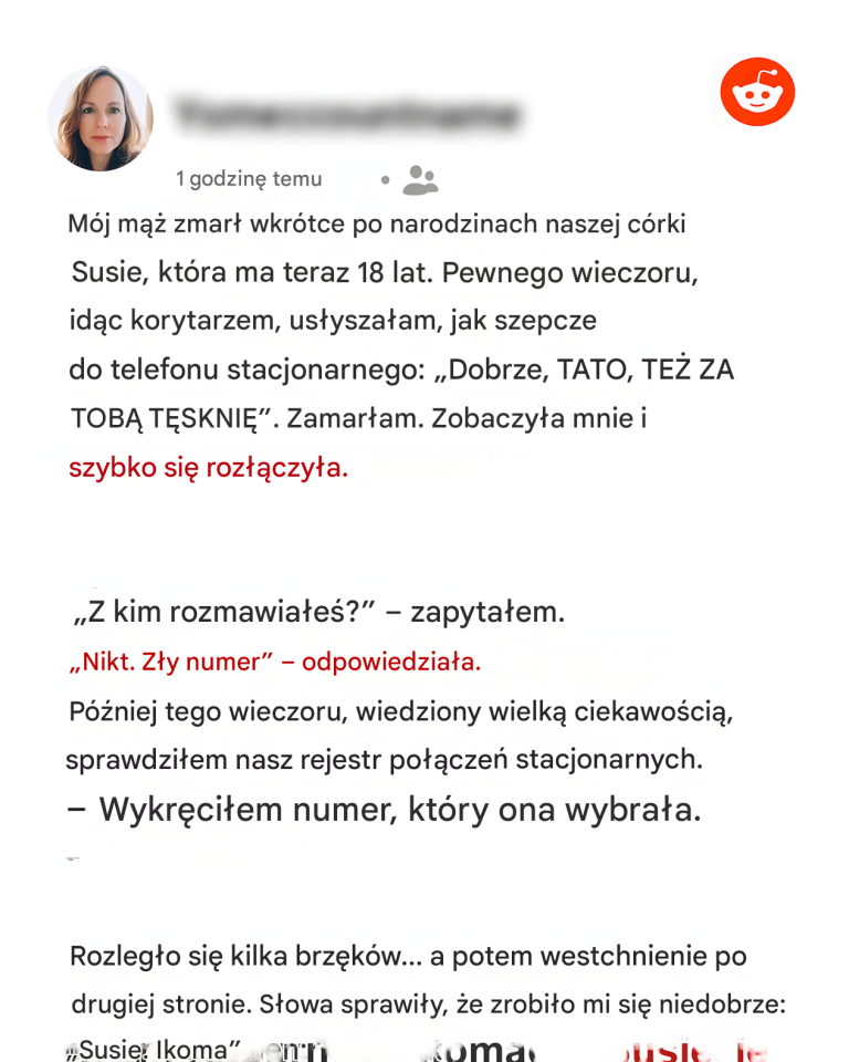 Słyszałem, jak moja córka szepnęła do telefonu: „Tęsknię za tobą, tato” – 18 lat temu pochowałem jej ojca