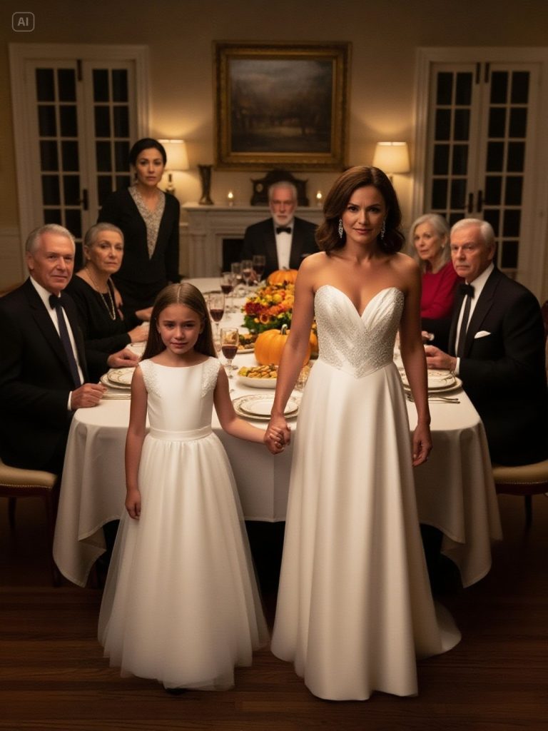 Powiedziano mi, żebym podczas Święta Dziękczynienia jadła w kuchni — ja milczałam, wzięłam ją za rękę, a to, co wydarzyło się później, zniszczyło święta Bożego Narodzenia naszej rodziny.