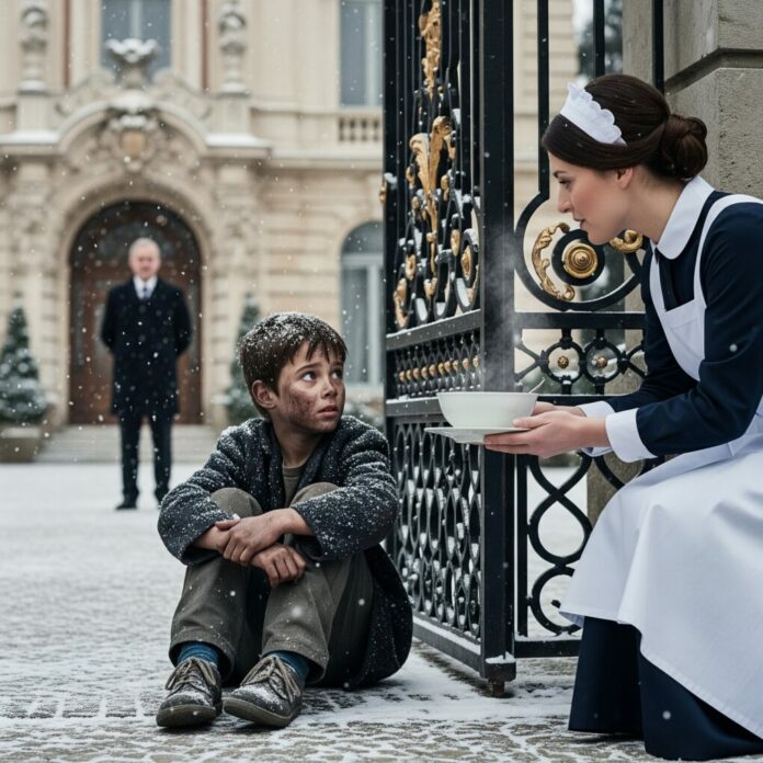 Służąca potajemnie karmiła głodnego chłopca, którego znalazła przed bramą rezydencji — ale gdy jej szef, miliarder, wszedł do środka, jego reakcja wprawiła ją w osłupienie…