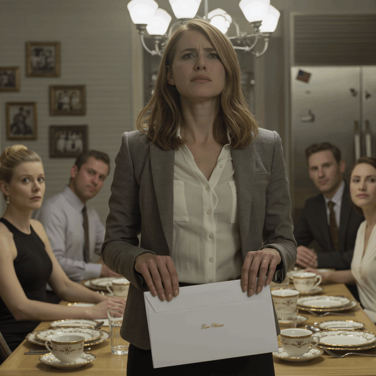 Podczas rodzinnego obiadu siostra powiedziała mi, żebym jadła w kuchni, bo „adoptowane dzieci nie siedzą z prawdziwą rodziną”. Milczałam… aż do momentu, gdy rzuciłam na stół kopertę, która wszystko zmieniła. Ten rodzinny obiad stał się momentem, w którym całe moje życie się rozpadło.