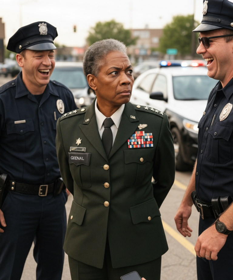Dwóch funkcjonariuszy wyśmiało ją i aresztowało za „podszywanie się pod generała” na parkingu — następnie jej tajny telefon połączył się bezpośrednio z Pentagonem, a ich kariery zakończyły się w ciągu kilku minut