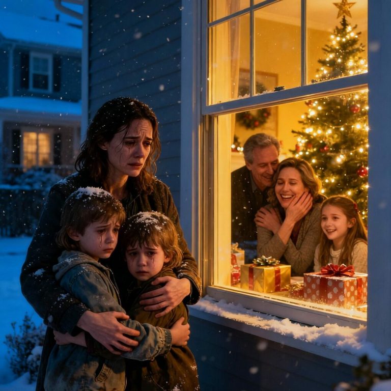 Wszyscy świętowali w domu — podczas gdy ona i jej dzieci stały na zewnątrz w zimnie…