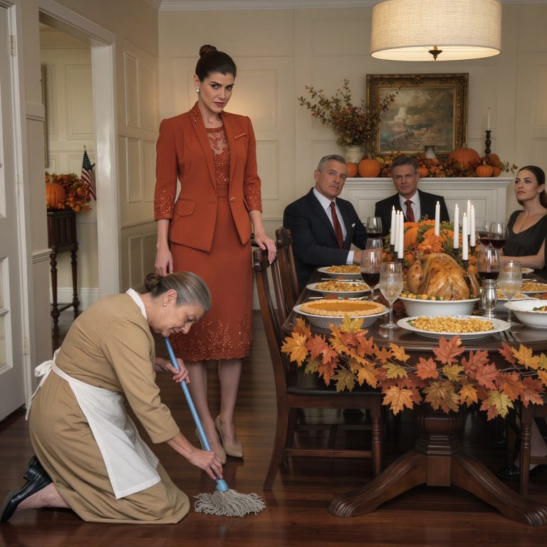 Moja synowa podała mi brudny mop na oczach ośmiu gości i powiedziała: „Umyj podłogę, a potem będziesz mógł z niej jeść jak pies, którym jesteś”. Mój syn dodał: „Jesz za darmo każdego dnia, więc przestań używać wieku jako wymówki”. Tej nocy spakowałem walizkę i zniknąłem — a to, co zrobiłem następnego ranka, sprawiło, że zbladli ze strachu.