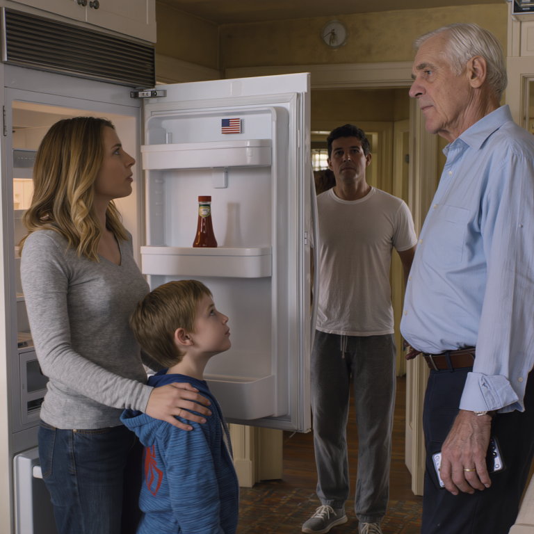 Tata przyjechał po mojego syna na weekend, otworzył lodówkę i zobaczył, że jest całkowicie pusta. Zapytał: „Zarabiasz trzy tysiące miesięcznie, więc dlaczego mój wnuk jest głodny?”. Zanim zdążyłam odpowiedzieć, mój mąż z dumą oznajmił: „Bo całą pensję oddaję mojej matce”. Wtedy mój ojciec po cichu zdjął kurtkę, zarzucił mi ją na ramiona i wypowiedział jedno zdanie, które wszystko zmieniło.