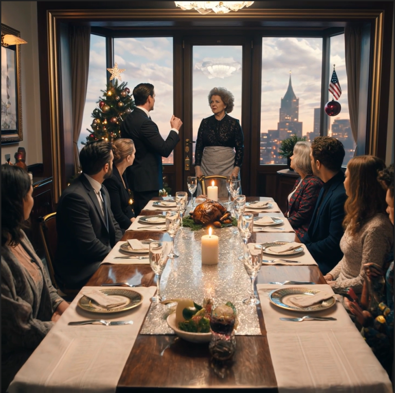 Mój syn wskazał na mnie przez nasz świąteczny stół i krzyknął: „Zapłać czynsz albo zniknij, mamo!” — zrobił to na oczach 25 gości, w penthousie, którym się chwali… i nie ma pojęcia, że ​​mieszkanie, Cadillac, a nawet designerska karta kredytowa jego żony należą do mnie