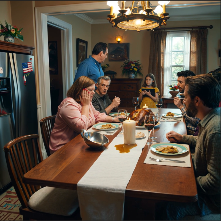 Mój mąż uderzył mnie w twarz na oczach całej swojej rodziny w Święto Dziękczynienia — po czym nasza 9-letnia córka wystąpiła naprzód z tabletem i pięcioma słowami, które sprawiły, że mąż zbladł jak ściana.
