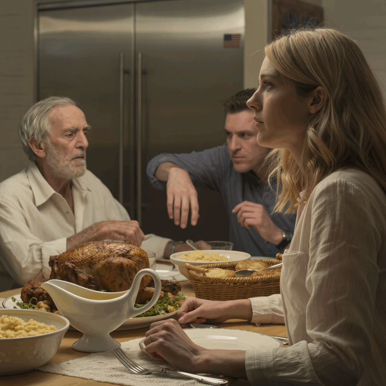 W Święto Dziękczynienia zadzwonił dzwonek do drzwi. To był bezdomny mężczyzna. „Masz jakieś zapasowe jedzenie?” zapytała mama. „Daj mu pieniądze i zamknij drzwi”. Tata powiedział: „Postaw inne nakrycie. Je z nami”. Byłem wściekły. Zawstydzony. Potem, podczas kolacji, powiedział coś, co sprawiło, że mój tata zbladł. Nie miałem pojęcia, kim naprawdę był ten mężczyzna.