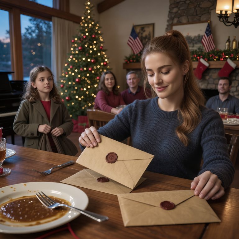 „Wyjdź i nigdy nie wracaj” – powiedzieli mi i mojemu siedmiolatkowi rodzice podczas kolacji wigilijnej. Moja siostra uśmiechnęła się złośliwie i dodała: „Boże Narodzenie jest lepsze bez ciebie”. Mama ją poparła. Nie błagałam. Nie kłóciłam się. Po prostu na nich spojrzałam i powiedziałam: „Dobrze – w takim razie nie będziecie mieli nic przeciwko temu, że to zrobię”. Pięć minut później…