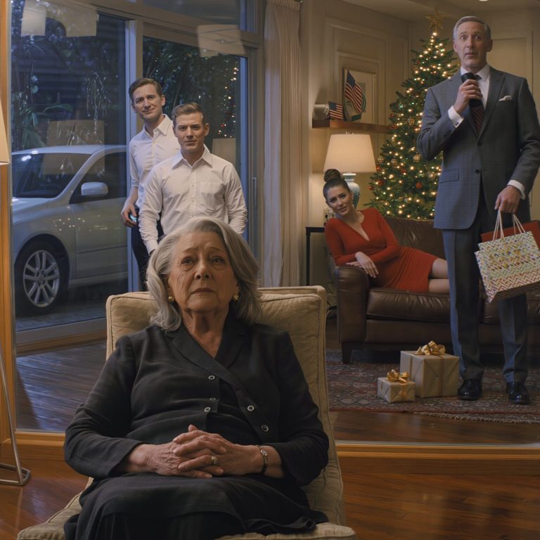 „Gdzie twoja mama?” – zapytał mój brat, zamierając w drzwiach, gdy wszedł z torbami prezentów w Boże Narodzenie. „Wyrzuciłem ją. Tylko zajmowała miejsce” – zadrwił mój syn. Moja synowa siedziała rozciągnięta na sofie, spokojna i wygodna, jakby cały dom należał do niej. Mój brat – poważny człowiek, sędzia federalny – cicho podniósł telefon i wykonał jeden szybki telefon. Kilka minut później… ich życie zaczęło się szybko rozpadać…