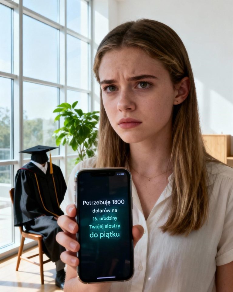 Cztery dni po mojej ukończeniu szkoły mama napisała SMS-a: „Potrzebuję 1800 dolarów na Sweet 16 dla twojej siostry do piątku”. Wysłałam jej dolara z gratulacjami z okazji imprezy, wymieniłam zamki i myślałam, że to już koniec. Dwa dni później policja pod moimi drzwiami, skradziona tożsamość i wiadomość od zablokowanej ciotki obnażyły ​​kłamstwo naszej idealnej rodziny.