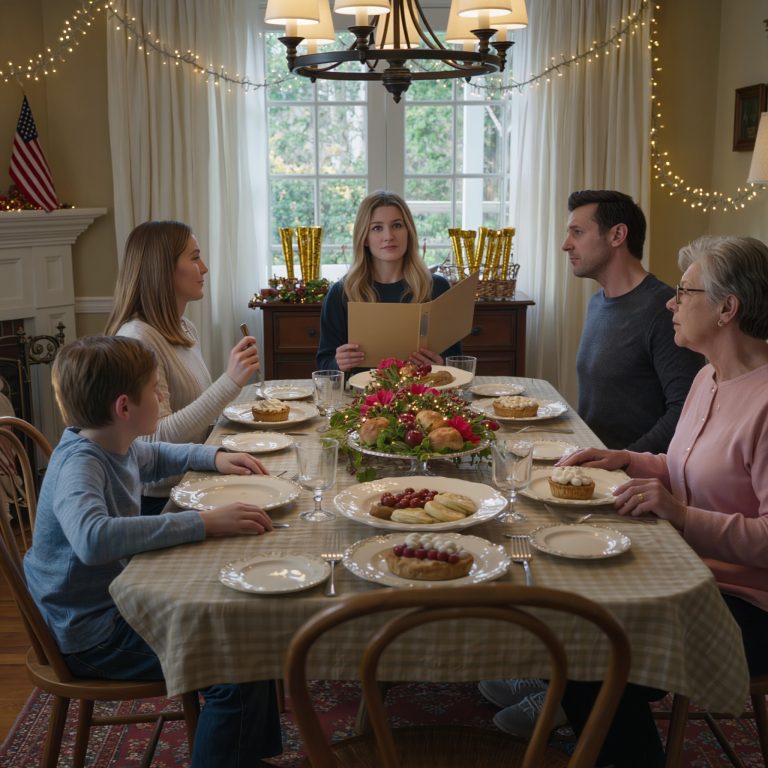 Moja siostra uśmiechnęła się pod nosem przy deserze. „Może gdyby twój syn miał więcej wsparcia, nie męczyłby się tak bardzo”. Mój syn cicho odsunął talerz. Sięgnęłam do torby, wyciągnęłam teczkę i powiedziałam: „Może gdybyś…”. Zbladła. Tata ostrzegł: „Odpuść sobie”. Ale za długo to w sobie dusiłam…