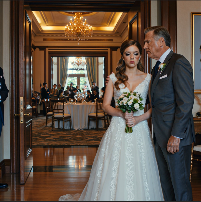 W dniu mojego ślubu moja teściowa chwyciła mikrofon, wskazała na mojego tatę w jego starym garniturze JCPenney i powiedziała: „To nie ojciec – to śmiecie” – mój narzeczony zaśmiał się, a 500 gości patrzyło, więc zdjęłam pierścionek, odwołałam ślub na miejscu, a mój tata odwrócił się do mnie i wyszeptał: „Córko… Coś ukrywam… Jestem miliarderem”