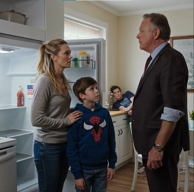 Tata przyjechał po mojego syna na weekend, otworzył lodówkę i zobaczył, że jest całkowicie pusta. Zapytał: „Zarabiasz trzy tysiące miesięcznie, więc dlaczego mój wnuk jest głodny?”. Zanim zdążyłam odpowiedzieć, mój mąż z dumą oznajmił: „Bo całą pensję oddaję mojej matce”. Wtedy mój ojciec po cichu zdjął kurtkę, zarzucił mi ją na ramiona i wypowiedział jedno zdanie, które wszystko zmieniło.