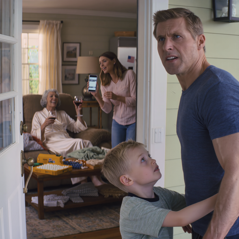 Moja żona przeprowadziła się do swojej matki, żeby się nią zaopiekować, więc postanowiłem zrobić jej niespodziankę i poszedłem tam z naszym siedmioletnim synem. Drzwi wejściowe były lekko uchylone. Syn zajrzał do środka, a potem pociągnął mnie za rękaw. „Tato… patrz. Cicho”.