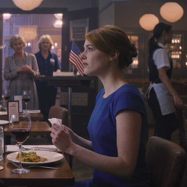 Pięć lat po nagłej śmierci mojego męża, drżałam na pierwszej randce – w środku kolacji wstał i wyszedł bez słowa, czując się nieszczęśliwa i upokorzona. Poprosiłam o rachunek, a kelnerka nachyliła się do mojego ucha i szepnęła: „Nie wychodź jeszcze, ktoś właśnie przyszedł, żeby cię szukać…”.