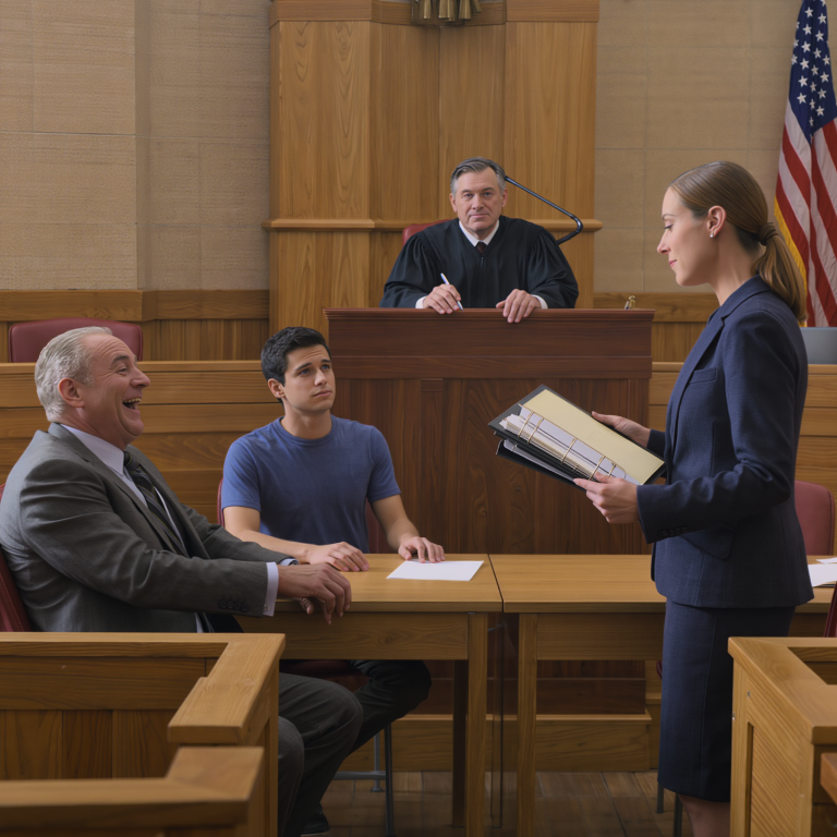 Wszedłem sam do sądu w małym miasteczku, a potem mój tata śmiał się tak długo, aż pierwsze moje zdanie sprawiło, że cała sala znieruchomiała