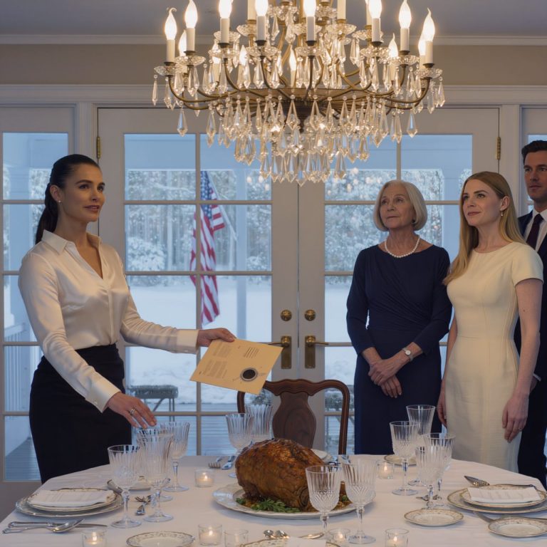 „To Emma” – powiedziała z dumą moja teściowa przy świątecznym obiedzie, wskazując na elegancko ubraną blondynkę. „Będzie idealna dla Jamesa… po sfinalizowaniu rozwodu”. Sala zdawała się zamarć. Posmarowałam chleb masłem, uśmiechnęłam się i sięgnęłam po teczkę, którą przyniosłam na deser.