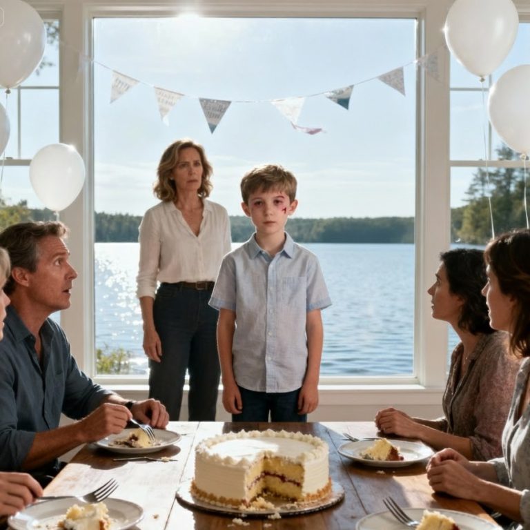 Na przyjęciu urodzinowym mój syn pojawił się z siniakiem na oku, a syn mojej siostry się tym chwalił. Wszyscy się śmiali – aż mój syn cicho powiedział coś, co sprawiło, że sala zamarła, a kieliszek z winem mojej siostry roztrzaskał się o podłogę.