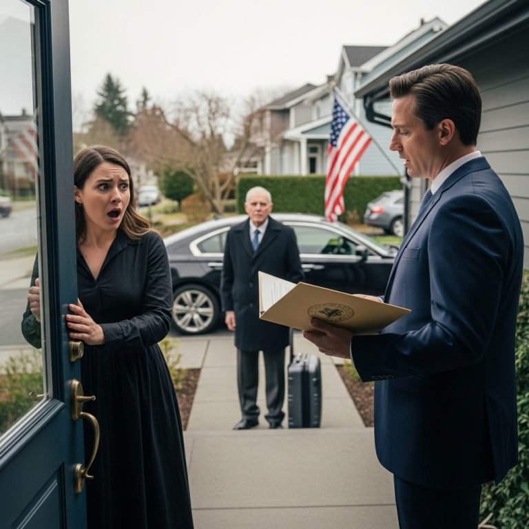 Moja synowa wyrzuciła mnie z domu na pogrzebie mojego syna — następnego ranka do jej drzwi zadzwonił mężczyzna z ciemnego sedana