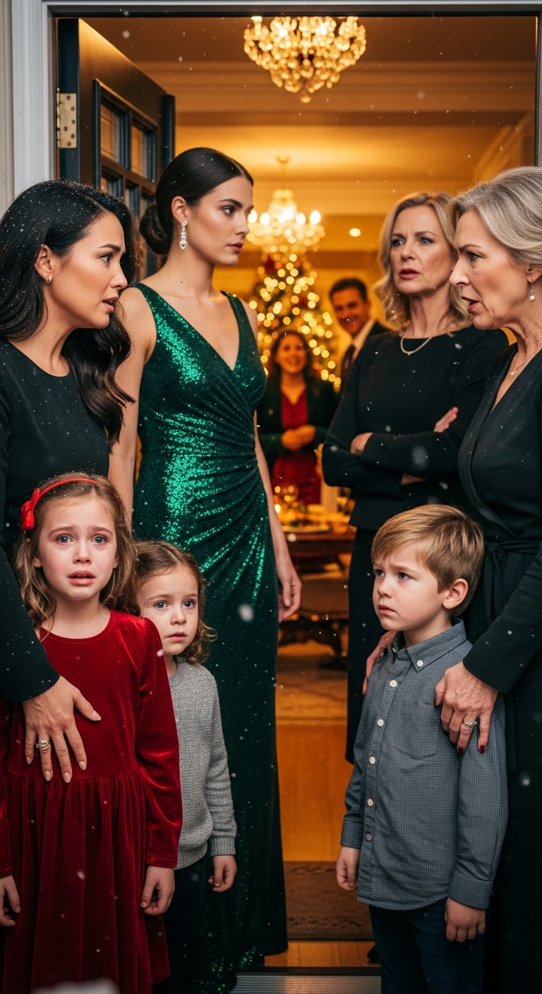 Podczas kolacji wigilijnej moja córka pobiegła zapukać do drzwi, jej małe rączki drżały z podniecenia. Moja siostra otworzyła, westchnęła i mruknęła: „Co ty tu robisz? Proszę, nie chcemy dziś żadnych dramatów”. Moja córka przybiegła do mnie z płaczem. „Ciocia powiedziała, że ​​nie chce nas tu widzieć, mamusiu”. Podeszłam i zapukałam ponownie, serce waliło mi jak młotem, zdeterminowana, by się z nią skonfrontować. Moja mama pojawiła się obok niej i powiedziała chłodno: „Ten wieczór jest tylko dla prawdziwej rodziny — zabierz dzieci i nie wracaj”. Przez próg zobaczyłam ich wszystkich — całą moją rodzinę — śmiejących się wokół rozświetlonej choinki i idealnej świątecznej uczty. Skinęłam głową, wymusiłam lekki uśmiech i powiedziałam cicho: „Zrozumiano”. Dziesięć minut później mój tata wpadł do moich drzwi, krzycząc moje imię — z twarzą bladą jak śnieg.