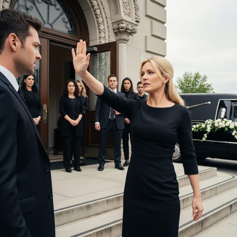 Macocha nie pozwoliła mi pożegnać się z tatą. Tydzień później zablokowała mi odczyt testamentu, oświadczając: „To spotkanie jest tylko dla spadkobierców”. Zamiast się sprzeciwiać, spokojnie podałem prawnikowi papier. Gdy jego wzrok przesunął się po słowach, jej triumfalny uśmiech zniknął.