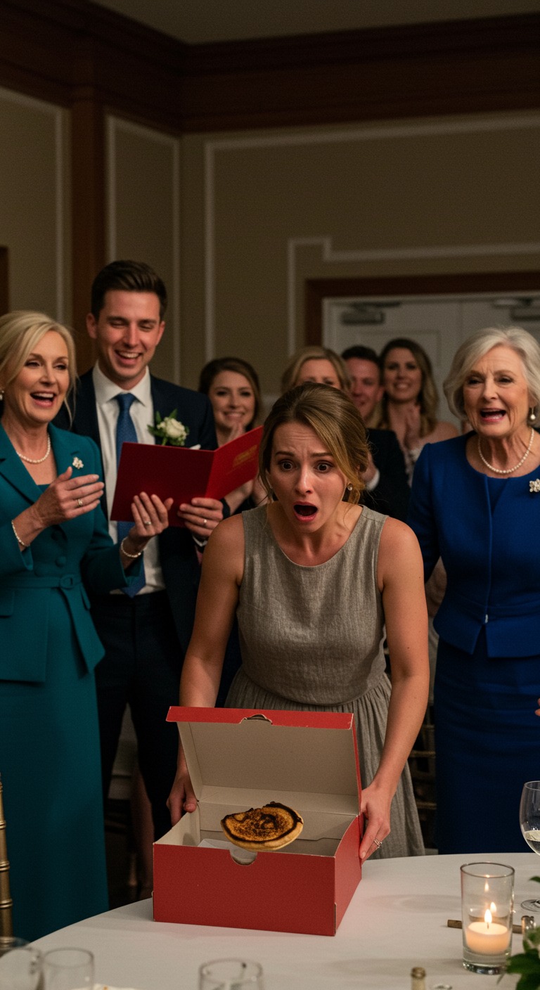 Na ślubie mojego brata mama wręczyła mu lśniący zestaw kluczy do domu, a w jej oczach pojawiły się łzy dumy. Potem odwróciła się do mnie, uśmiechnęła się blado i podała mi małe pudełko z napisem *„resztki”. W środku znajdował się pojedynczy kawałek przypalonego tosta. „Pasuje ci”, zachichotał wujek, gdy sala wybuchnęła niezręcznym śmiechem. Twarz mi płonęła, gardło miałam ściśnięte. Wtedy mój mąż wstał, wyciągnął coś z kieszeni i delikatnie włożył mi to do ręki. Klucz. Spojrzał prosto na mamę i powiedział: „To teraz *jej* nowe mieszkanie”. Śmiech ucichł natychmiast. Słychać było ciszę rozciągającą się nad stołem niczym ostrze.