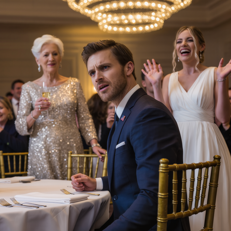 „Na ślubie mojego syna jego przyszła teściowa uniosła kieliszek i powiedziała: »To nie ojciec, to pomyłka w garniturze« – panna młoda wybuchnęła śmiechem, cała sala ucichła… aż mój syn odsunął krzesło, wstał i wypowiedział jedno zdanie, które zamroziło ceremonię – a następnego ranka to, co zrobił swoim przyszłym teściom, naprawdę sprawiło, że ta »idealna rodzina« zaczęła pękać”.