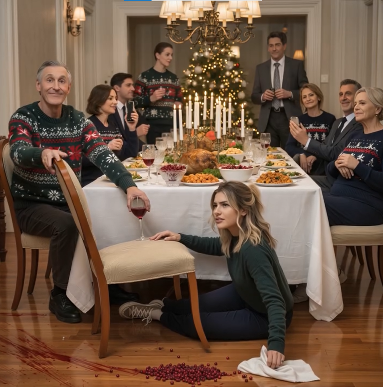 Mój ojczym popchnął mnie przy świątecznym stole: „To miejsce należy do mojej prawdziwej córki, wyjdź”. Upadłam na ziemię na oczach całej rodziny, ale on nie wiedział, że tej właśnie nocy zmienię jego życie na zawsze. Gdy obudził się następnego ranka… 47 nieodebranych połączeń…