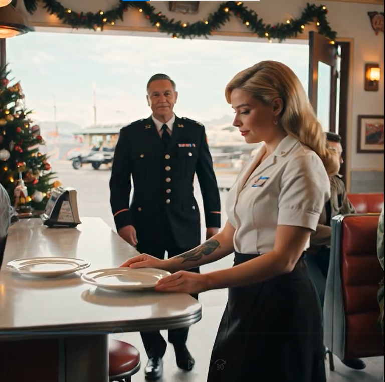 Ona po prostu podawała jedzenie — dopóki generał nie zobaczył jej tatuażu z krukiem Nikt w Silver Creek Diner nie spojrzał