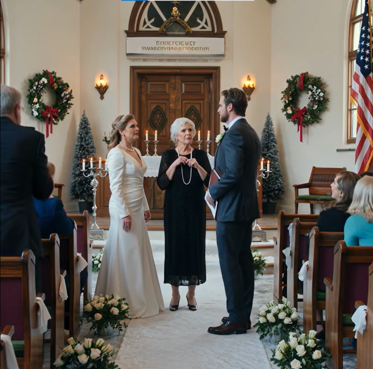 „Co ty tu robisz? Nie byłeś zaproszony” – warknęła żona mojego syna na weselu. Uśmiechnęłam się tylko i powiedziałam: „Przyprowadziłam bardzo wyjątkowego gościa, który umiera z ciekawości, żeby cię zobaczyć”. Kiedy zobaczyła, kto stoi za mną… Jej twarz straciła wszelki kolor.