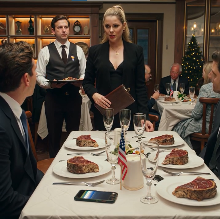 Mój mąż spojrzał na mnie i powiedział: „Nic dla ciebie nie zamawiałem”. Jego głos był spokojny, ale zimny, podczas gdy on i jego przyjaciele kroili steki z wołowiny wagyu. Siedziałam z pustym talerzem przed sobą. Kobieta siedząca obok niego zachichotała: „Następnym razem powinnaś przynieść własne przekąski”. Uśmiechnęłam się tylko, spojrzałam na niego i powiedziałam…