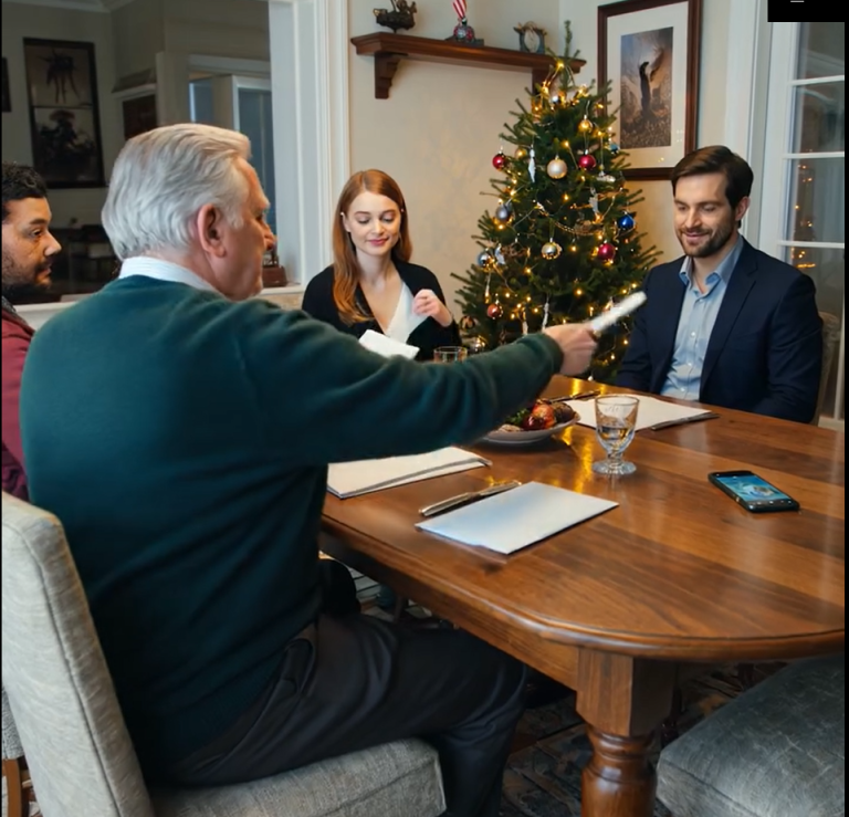 Podczas świątecznej kolacji mój bogaty dziadek wręczył każdemu z nas „fałszywy” czek w ramach żartu. Moi rodzice wybuchnęli śmiechem: „To tylko na pokaz”. Uśmiechnąłem się i ostrożnie schowałem swój, wciąż doceniając go jako prawdziwy prezent. Następnego ranka zadzwonił bank – zrealizowano tylko jeden czek. Dziadek powiedział po prostu: „Dobrze. Teraz wiem, kim jest ta osoba”.