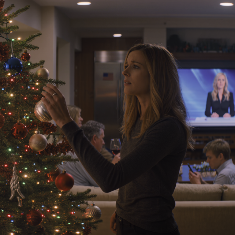 W Boże Narodzenie mama westchnęła: „ZNOWU JEST BEZROBOTNA…”, tata skinął głową: „Ma prawie 30 lat i NIE MOŻE UTRZYMAĆ PRACY”, brat uniósł kieliszek: „Mam nadzieję, że znajdziesz coś stabilnego w przyszłym roku”… Ja po cichu ubierałam choinkę, aż w końcu w telewizorze pojawił się komunikat „PILNE WIADOMOŚCI: ujawniono tożsamość tajemniczej założycielki firmy technologicznej…”, a nazwisko, które prezenter miał zaraz przeczytać, pozostawiło całą moją rodzinę przy stole w oszołomieniu i ciszy.