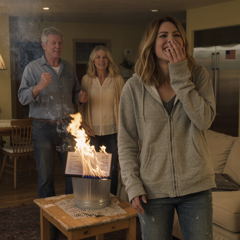 Kiedy wygrałem 2,5 miliona dolarów, rodzice zmusili mnie, żebym oddał połowę ich „prawdziwej córce”, a kiedy odmówiłem, uśmiechnęli się, wyrwali mi oprawiony czek i spalili go na podwórku, sycząc: „Jeśli się nie podzielisz, nie dostaniesz ani centa” — ale kiedy popioły płonęły, nie mogłem powstrzymać się od śmiechu, ponieważ czek, który spalili, był w rzeczywistości…