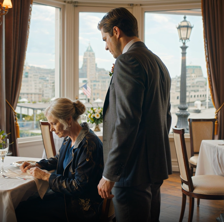 Podczas lunchu z okazji Dnia Matki mój syn zobaczył mnie w podartym płaszczu. „Mamo, czemu nie kupisz sobie nowych ubrań za te 5000 dolarów, które ci co miesiąc wysyłam?” – zapytał. Spuściłam wzrok, zawstydzona. „Synu, muszę wybierać między kupnem leków a opłaceniem czynszu…”. Zbladł. W tym momencie moja chciwa szwagierka udawała, że ​​spada ze schodów…