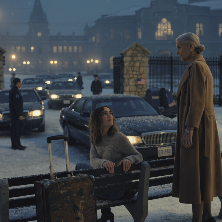 W Wigilię rodzice rzucili moją walizkę i wyrzucili mnie z rezydencji, moja siostra szyderczo powiedziała: „Zobaczmy, ile dni przeżyjesz”, trząsłem się z zimna na pokrytej śniegiem ławce, zdjąłem jedyną parę butów, żeby oddać je starej kobiecie o fioletowych stopach, godzinę później otoczyło mnie 19 czarnych BMW, powiedziała tylko jedno zdanie – miesiące później, gdy znów stałem przed moją starą bramą, cała moja rodzina w końcu zrozumiała, kim było prawdziwe „porzucone dziecko”.