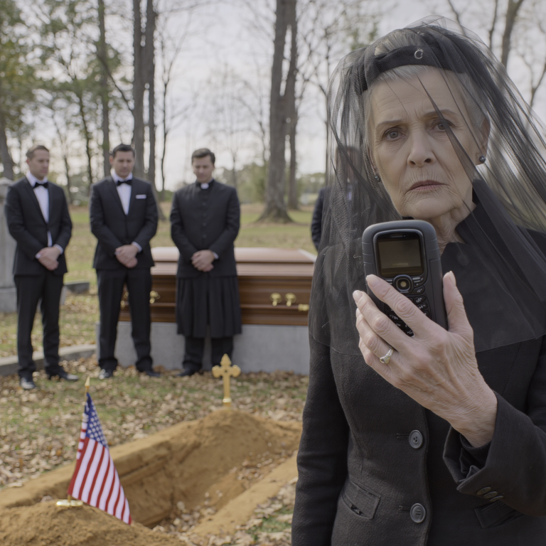 Na pogrzebie mojego męża, tuż przy jego grobie, mój telefon zawibrował z wiadomością: „Nie odszedłem. Nie wierzcie w to, co dziś widzicie”. Drżąc, odpisałam: „Kto to?”. Odpowiedź nadeszła natychmiast: „Nie mogę tego wyjaśnić. Uważajcie na dzieci. Niczego nie podpisujcie”. Spojrzałam na twarze mojej rodziny – i nagle zrozumiałam, że to pożegnanie nie jest takie proste, jak się wydawało.