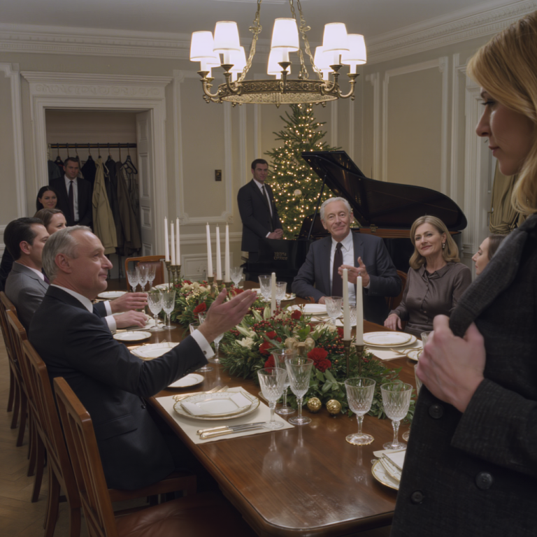 W noc Bożego Narodzenia u mnie w domu tata przyprowadził prezesa i roześmiał się: „Ona jest tylko pokojówką” – mama nawet dodała: „Trzymamy ją z litości”… ale prezes spojrzał na mnie na sekundę i powiedział zdanie, które ich oboje sparaliżowało, a całe towarzystwo zamilkło