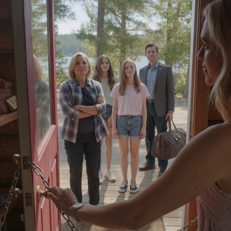 Macocha spojrzała na mnie z góry i powiedziała: „Nie jedziesz. Ta wycieczka jest tylko dla prawdziwej rodziny!” – ale o dziwo… 10 dni później wciąż dowlekli się do domu nad jeziorem w moim imieniu, śmiejąc się, jakby nic się nie stało… aż spróbowali otworzyć klucz i wszystko zamarło…