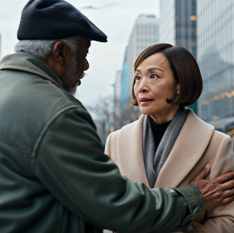 Po śmierci męża dostałam nową pracę i każdego dnia zostawiałam trochę pieniędzy starszemu bezdomnemu mężczyźnie, który siedział przed biblioteką. Pewnego dnia, gdy znów się schyliłam, nagle złapał mnie za ramię i powiedział: „Byłaś dla mnie taka dobra – nie wracaj dziś do domu, zatrzymaj się w hotelu, jutro ci pokażę”.