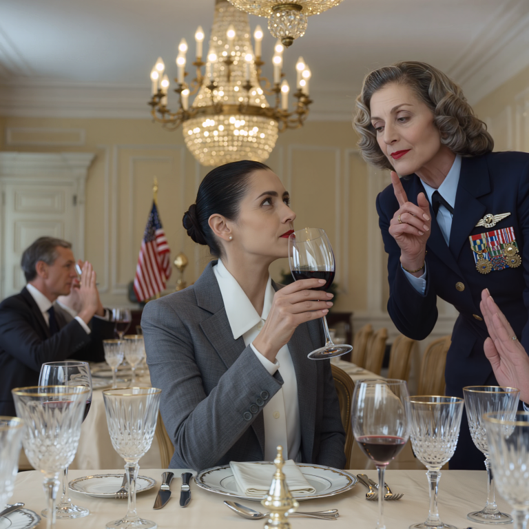 Ciotka jęknęła: „Żadnych medali? W takim razie jesteś tylko recepcjonistką”. Wzięłam powolny łyk wina. „Nie odbieram telefonów”. Zaśmiała się. „Och? To kim jesteś?” Zapytałam: „Wyrocznia 9”. Jej syn, żołnierz Navy SEAL, szybko pochylił się i wyszeptał: „Mamo… przestań gadać”.