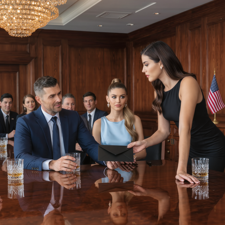 Podczas mojej urodzinowej kolacji mój mąż wstał, uniósł kieliszek i powiedział: „Na zdrowie, frajerze. Skończyliśmy”. Czterdzieści osób wybuchnęło śmiechem. Jego 24-letnia asystentka siedziała tuż obok, uśmiechając się, jakby już wygrała. Nie płakałam. Przesunęłam czarną kopertę po stole i powiedziałam: „Zadzwoń do rodziców. Zadzwoń do sióstr”. Śmiech ucichł w jednej sekundzie. Zniszczyłam jego imperium, zanim deser trafił na stół.