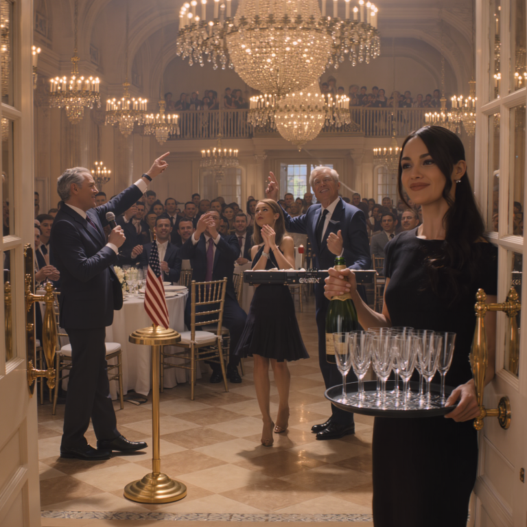 Na weselu mojej siostry tata kazał mi usiąść z obsługą i zażartował: „Przynajmniej jesteś ubrana do serwowania drinków”. Ludzie się śmiali. Nalałem szampana, cicho wyszedłem… a godzinę później muzyka ucichła, a kierownik lokalu powiedział: „Właściciel chce się pozbyć pana Stantona”. Tata uśmiechnął się ironicznie. „Kto?” zapytał. Otrzymał odpowiedź, gdy wszedłem.